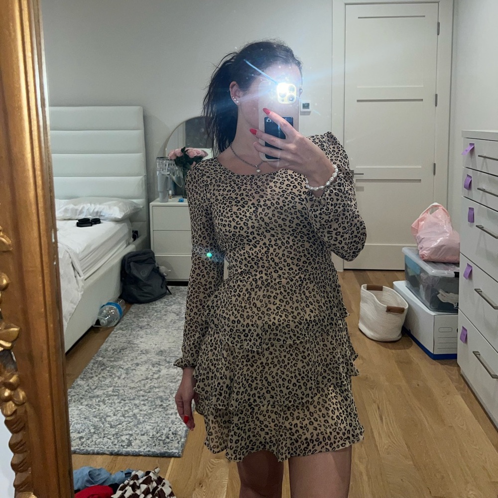Ruffled Cheetah Print Dress